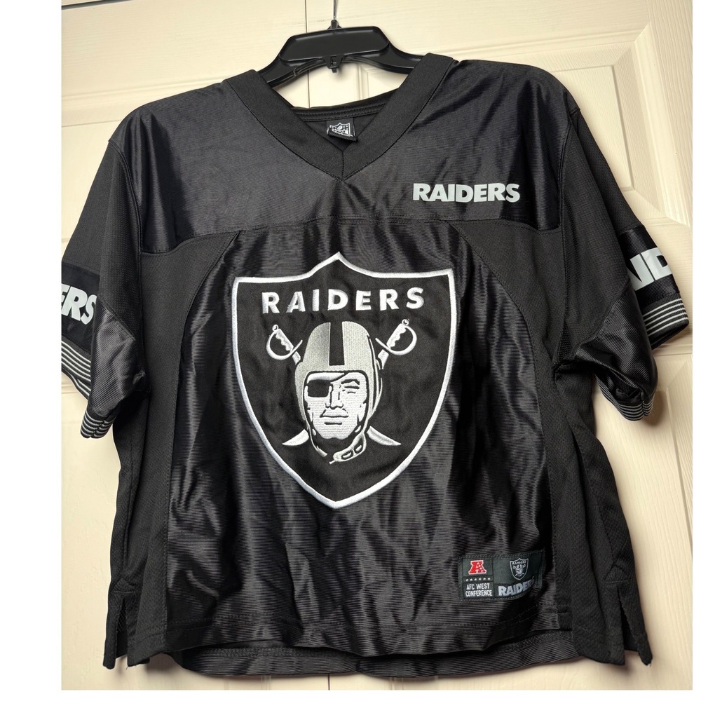 Los Angeles Raiders Black Cropped Fit Jersey Size Large NFL